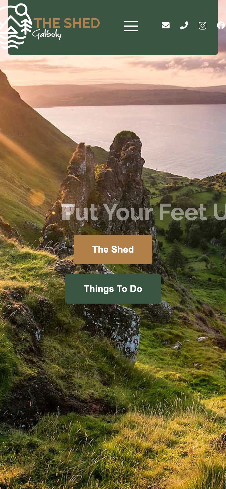 The Shed Galboly website on mobile, designed by Web Design Belfast