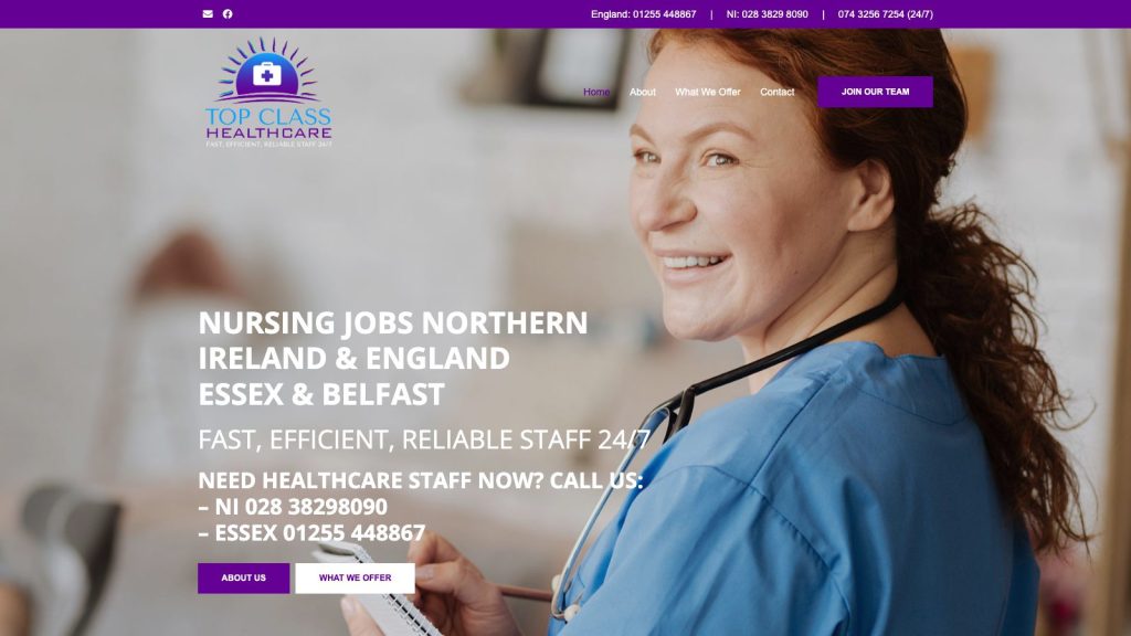 topclassnursing website design belfast