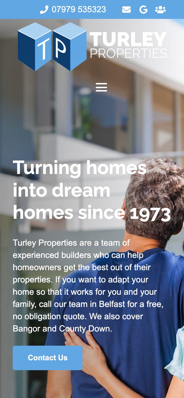Turley Group website on mobile, designed by Web Design Belfast