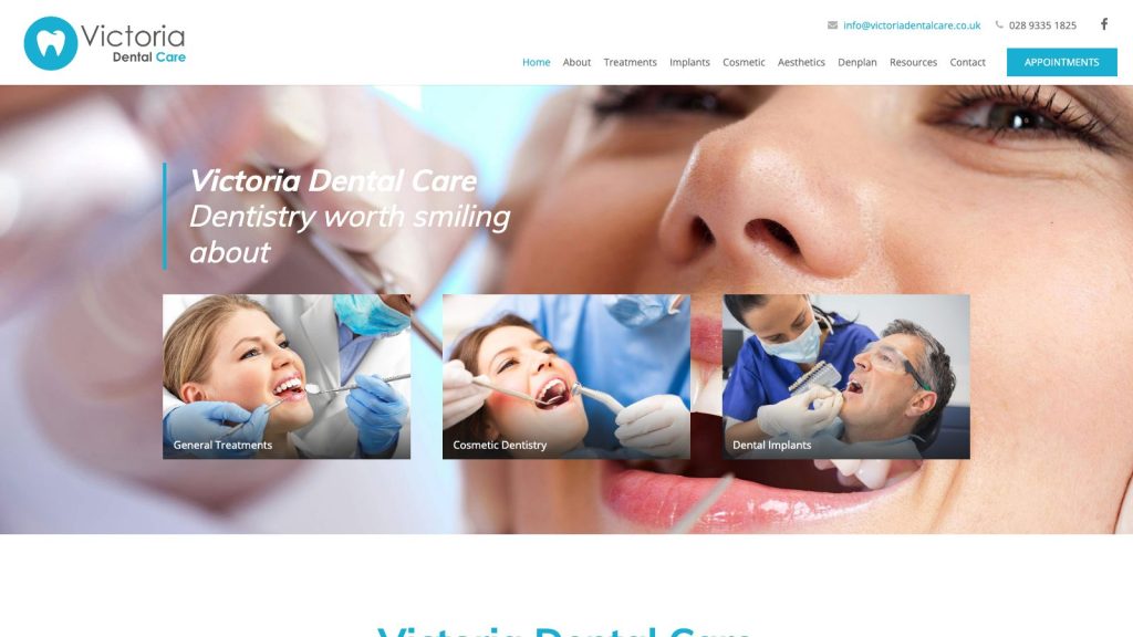 Victoria Dental Care website designed by Web Design Belfast