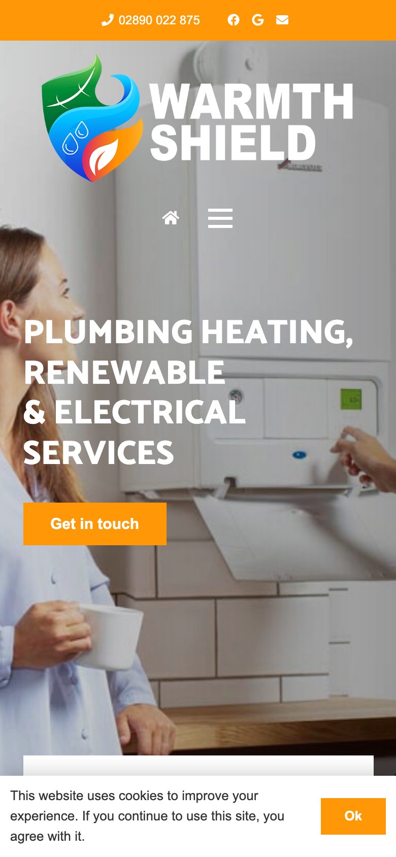 WarmthShield website on mobile, designed by Web Design Belfast