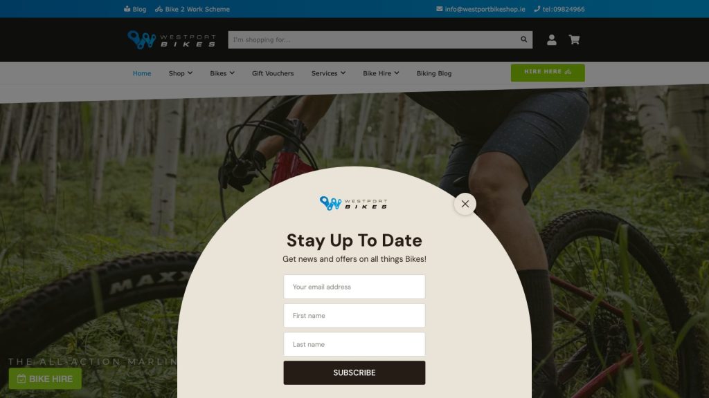 westportbikeshop website design belfast