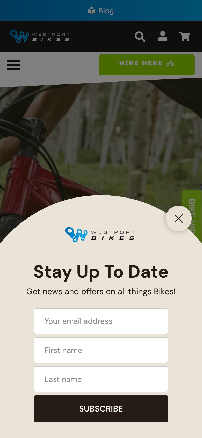 Westport Bike Shop website on mobile, designed by Web Design Belfast