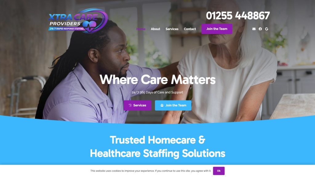 xtra care providers website design belfast